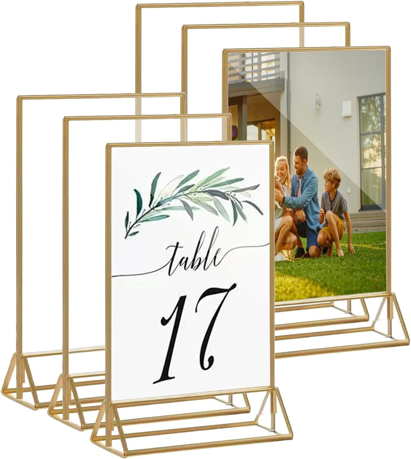 Dubbelzijdige Acryl Fotolijst A5 - Gouden Tafelhouder voor Menu of Flyer - 10 x 15 cm