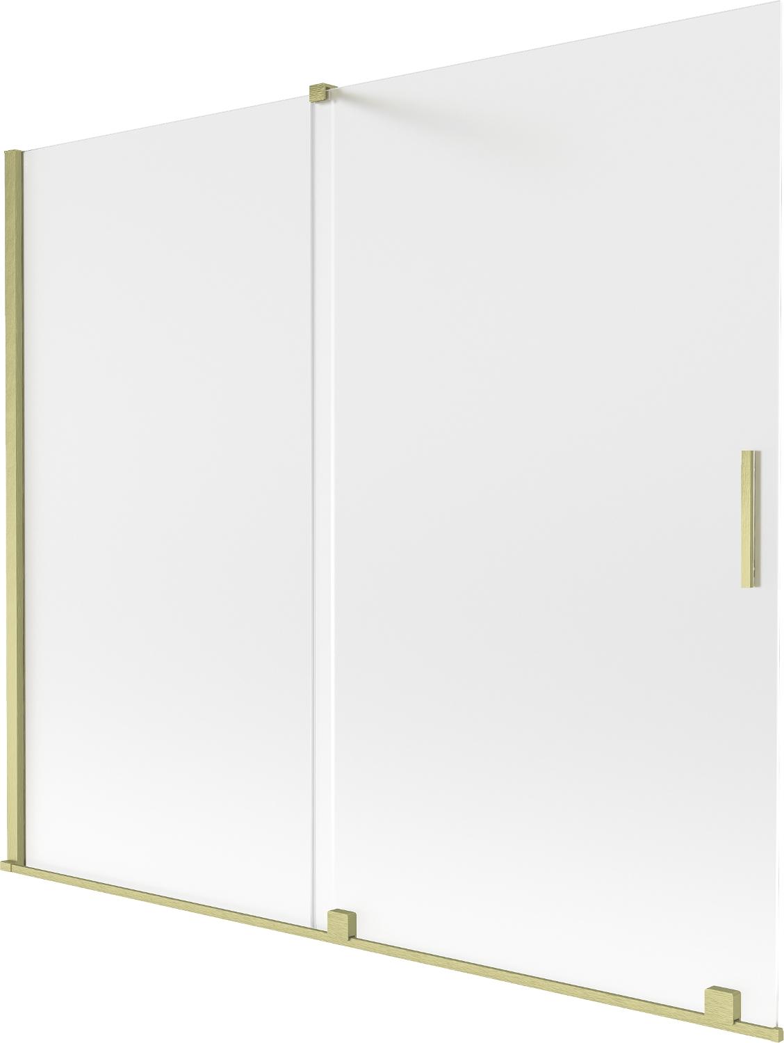 Mexen Velar zweiteilige, verschiebbare Badewannenabtrennung 180 x 150 cm, matt, gebürstetes Gold - 896-180-000-31-55