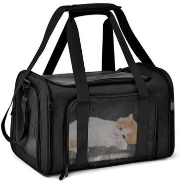 Youfap Market Airline Approved Pet Carrier Backpack For Small Dogs & Cats, Soft Travel Bag For Comfortable Outings black l