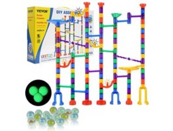 VEVOR Circuit à billes, 150 PCS, jeu de construction de labyrinthe de billes, avec 10 billes phosphorescentes et 40 billes en verre, jouet intellectuel éducatif STEM, pour enfants à partir de 3 ans