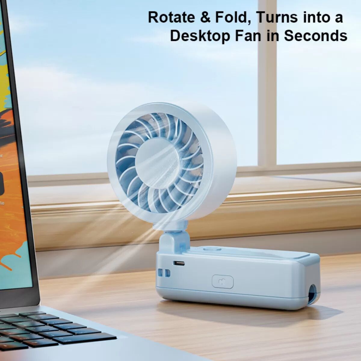 INF Tragbarer Regenschirm-Klippventilator – Hängend, Handheld & Tischventilator mit 2000AH Akku, USB wiederaufladbar, 4 Weiß