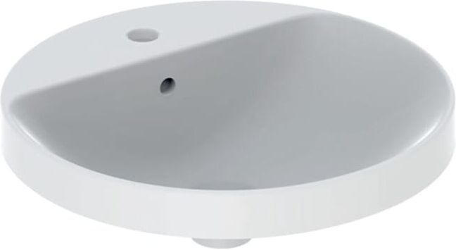 Geberit Lavabo encastré VariForm d 48 cm, avec trop-plein, rond, sous-meuble verre/blanc (500705012)