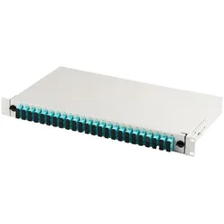 NoName LWL Patchfeld mit 19" 1HE Zubehör 24x SC dx OM3 Adapter ausziehbar grau, Server Zubehör, Grau