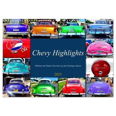 Chevy Highlights - Oldtimer der Marke Chevrolet aus den Fünfziger Jahren (Wandkalender 2025 DIN A3 quer), CALVENDO Monatskalender