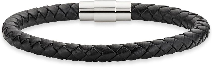 Lederarmband BRUNO BANANI "Schmuck Geschenk Armband Leder" Gr. 20,5, grau (schwarz, edelstahlfarben), Armbänder, Herren, 20,5, Edelstahl Leder, Edelstahl, Leder, Lederarmband