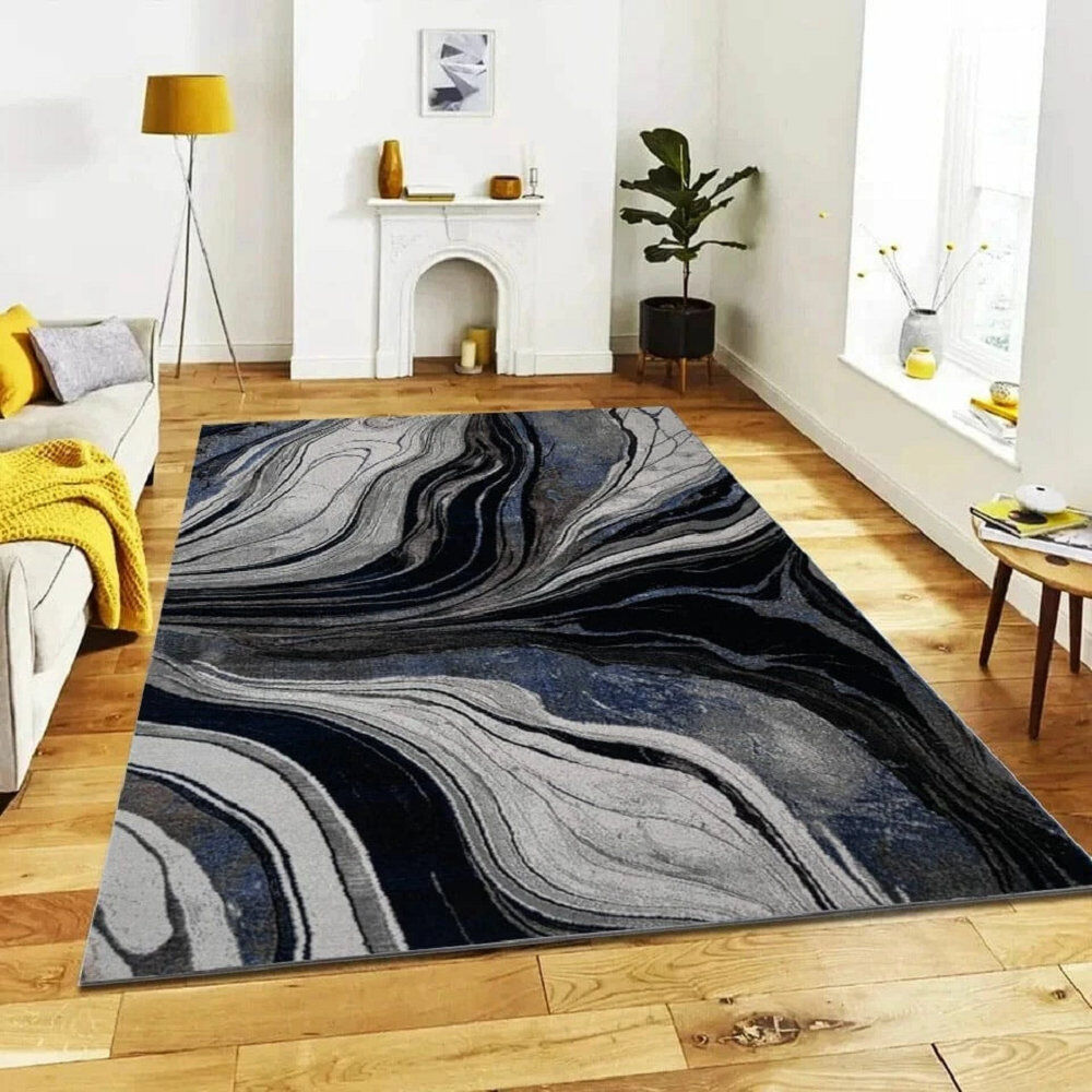 East Urban Home Indoor / Outdoor Area Rug Blue Runner 60 x 300 cm