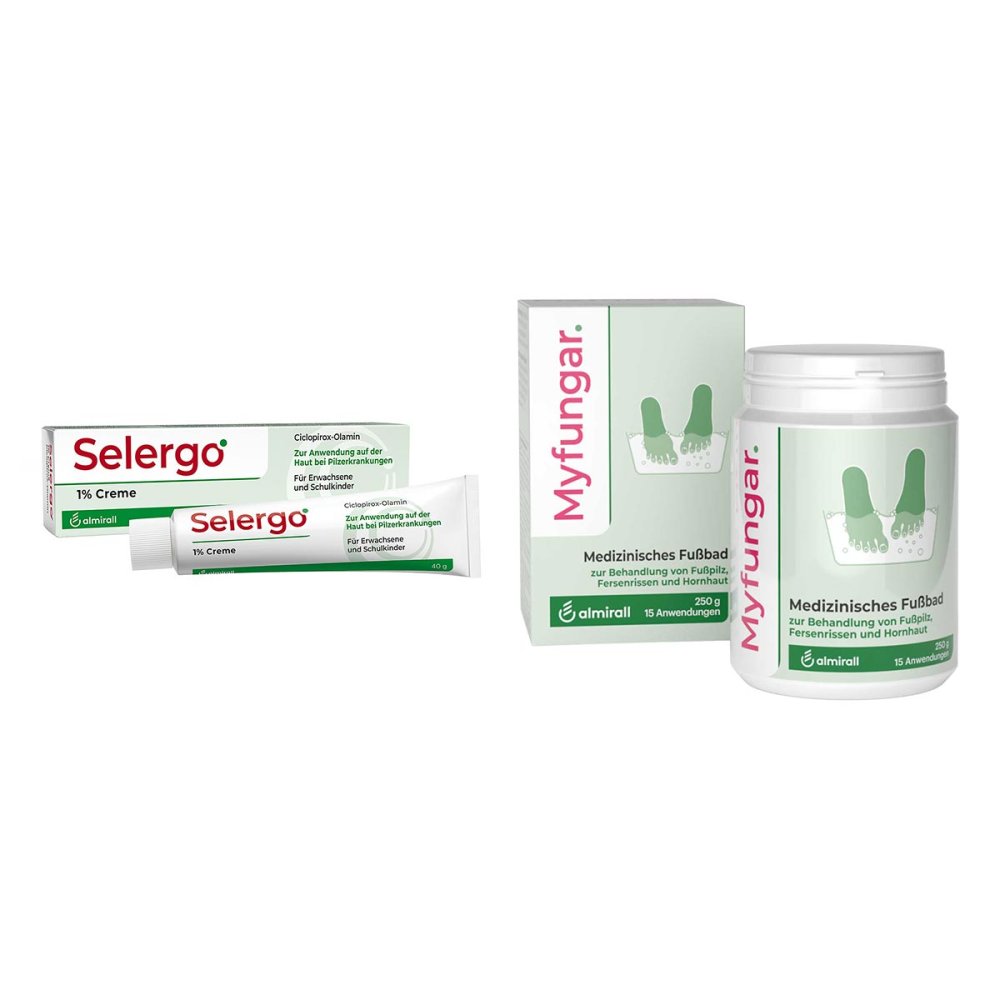 Selergo 1% + Myfungar Medizinisches Fußbad Granulat 08107766