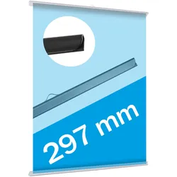 Posterklemmschiene (1 Paar), 1 Aufhänger, Kunststoff, transparent, 297 mm, DIN A3 Hochformat, DIN A4 Querformat