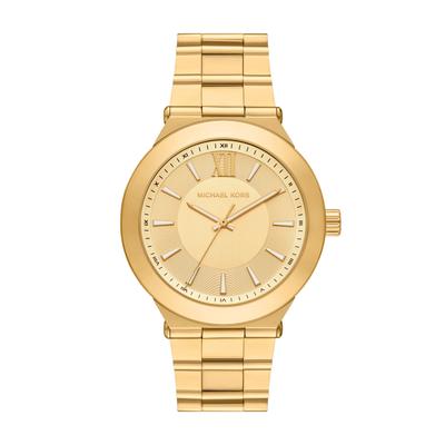 Quarzuhr MICHAEL KORS "Billie", gold (gelbgoldfarben, gelbgoldfarben), Armbanduhren, Herren, gelbgoldfarben, Quarzuhr, Armbanduhr, Edelstahlarmband, analog