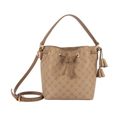 Handtasche JOOP "flora 1.0 matchsack svo", Damen, Gr. B/H/T: 21,5cm x 23,5cm x 14cm, beige (portabella), Lederimitat, Taschen Handtasche, Damen Tragetasche, Umhängetasche, Schultertasche mit Zugband