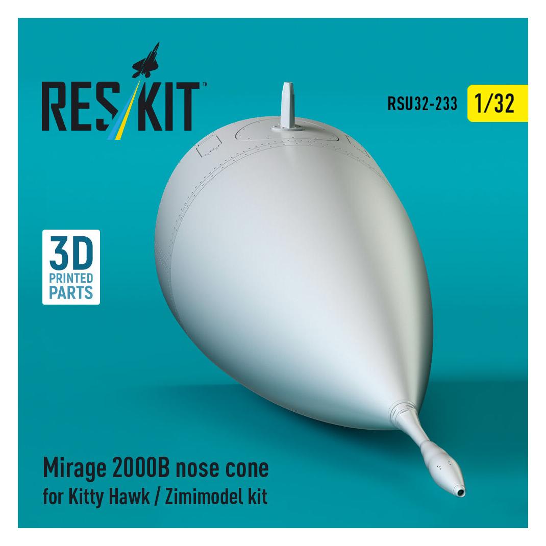 ResKit Mirage 2000B nose cone for Kitty Hawk / Zimimodel kit (3D Printed) (RSU32-0233)
