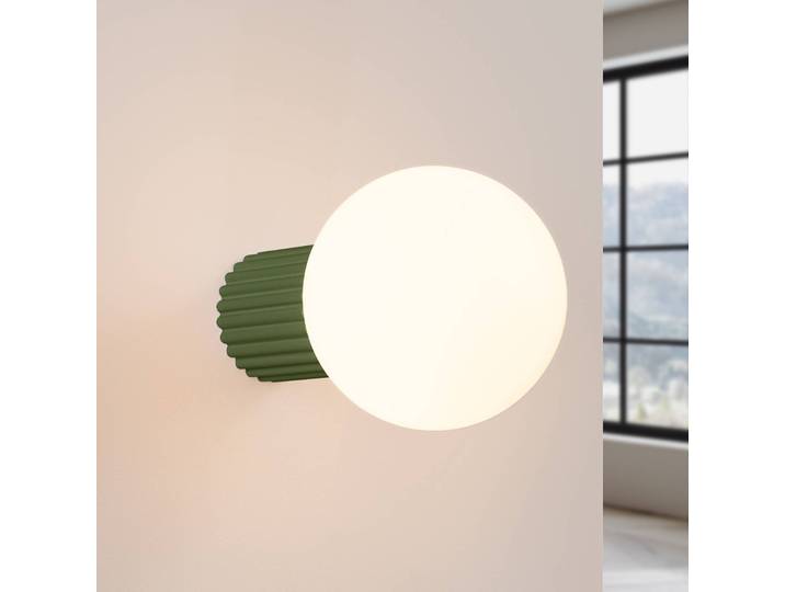 Wandleuchte ORBI SOLLUX LIGHTING, dimmbar, grün, für Badezimmer, Aluminium, Kugellampe