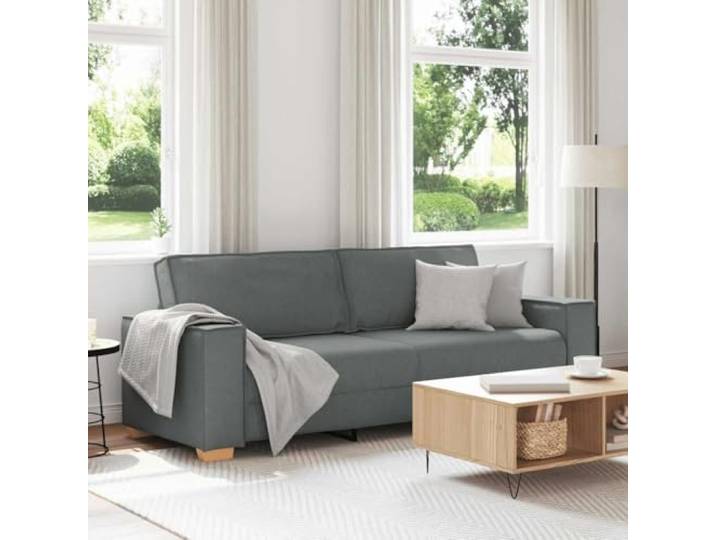 HEFZGDB 3-Sitzer Sofa Dunkelgrau 180 cm Stoff Polster Sofa Wohnzimmer Bequem mit Breiten Armlehnen, Stabiles Gestell aus Holz und Metall, Vielseitig für Büro und Gästezimmer,