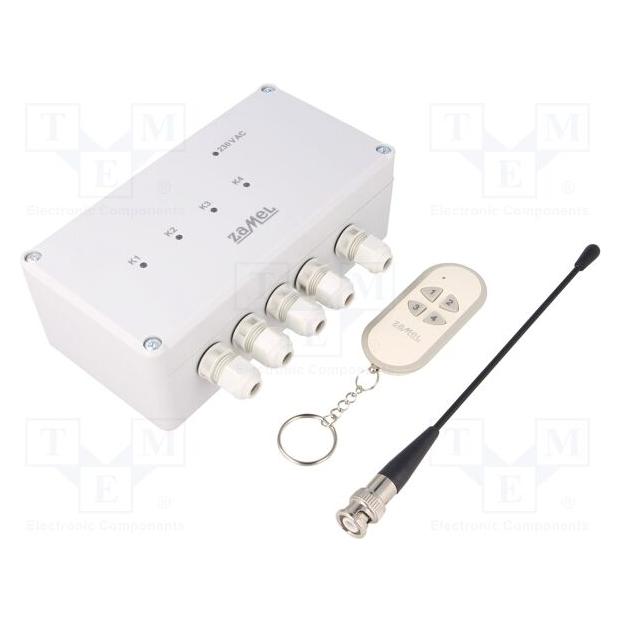 Zamel Funk-Vierkanal-Netzschalter 230V 4Z 16A Reichweite 350m IP56 RWS-311C (EXF10000095)