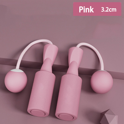 On Spot Shop Fitness Jump Rope With Big Ball, Heavy Cordless Skipping Rope For Fat Burning, Suitable For Household Indoor Sports pink 3.2cm