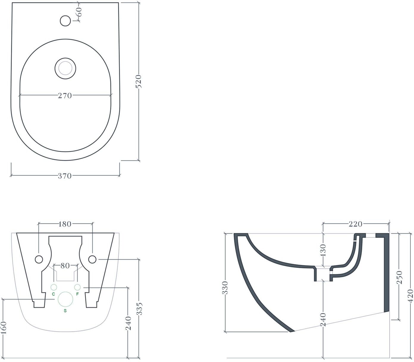 ALLUVION Venus Wand-Bidet