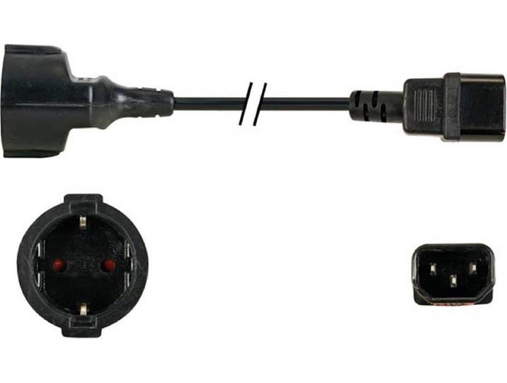Perel EPCNET8 - Voedingskabel H05VV-F 3G1 - 1.8 m 2.5 A/230 V 2500 W type F naar C14 zwart