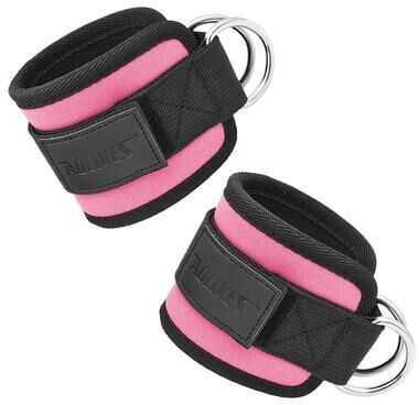 Uplift Essentials Premium Double D Ring Gym Ankle Cuffs For Cable Workouts (1 Pair) rose