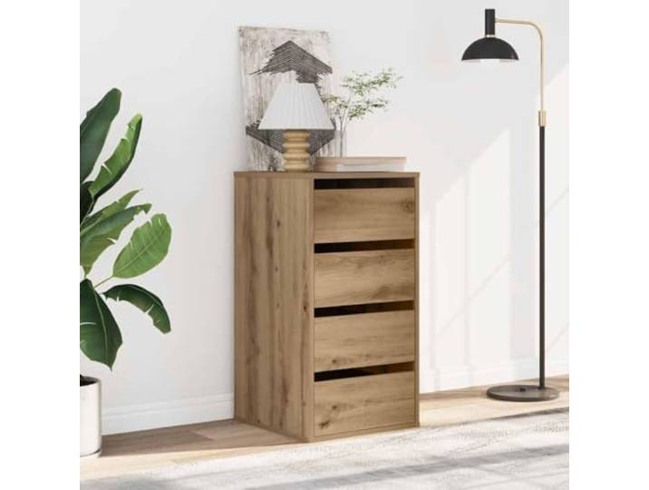 smnyxs Eckkommode, Eiche, handgefertigt, 40 x 41 x 76 cm, Holz 4 Schubladen, tägliche Aufbewahrung, Displayabdeckung, feuchtes Tuch, Wandbefestigung im Lieferumfang enthalten