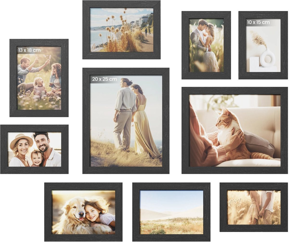 Seth Select Moderne Fotolijstenset 10 Delig - Collage Fotolijsten voor Fotowand - Zwart