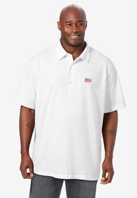 Men's Big & Tall Big and Tall Americana Polo from KingSize by KingSize in White (Size 7XL)