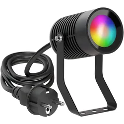ledscom.de Gartenstrahler SHINGA für außen, IP65, Stecker, schwarz, inkl. GU10 RGB Lampe, smart, 473lm, warmweiß - kaltweiß