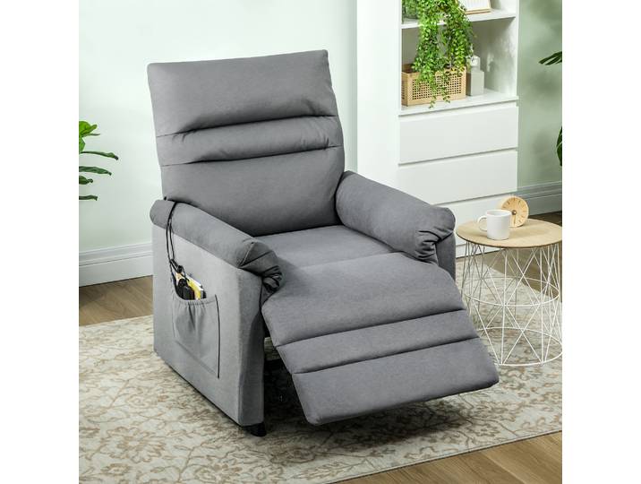HOMCOM Fauteuil Massage Chauffant Velours Gris avec Repose-Pieds