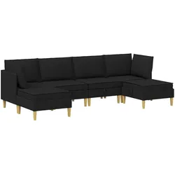 vidaXL, Sofa + Bettsofa, Modular Sofa Set mit Stauraum 6 Stk. Schwarz Stoff (Modular Sofa)