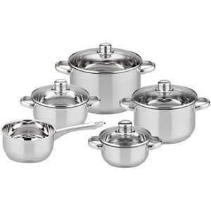 ELO Topfset 22005 Galactica, Edelstahl, induktionsgeeignet, mit 4 Glasdeckeln, 5-teilig