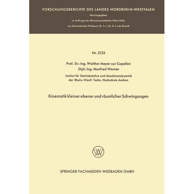 Kinematik kleiner ebener und räumlicher Schwingungen, Taschenbuch von Walther Meyer zur Capellen,Manfred Werner, VS Verlag für Sozialwissenschaften,