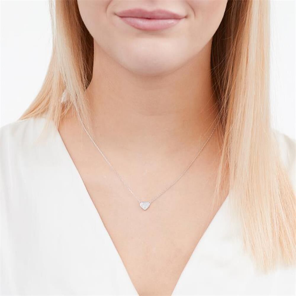 Unique 585er Weißgold-Collier Herz 13 Diamanten silber