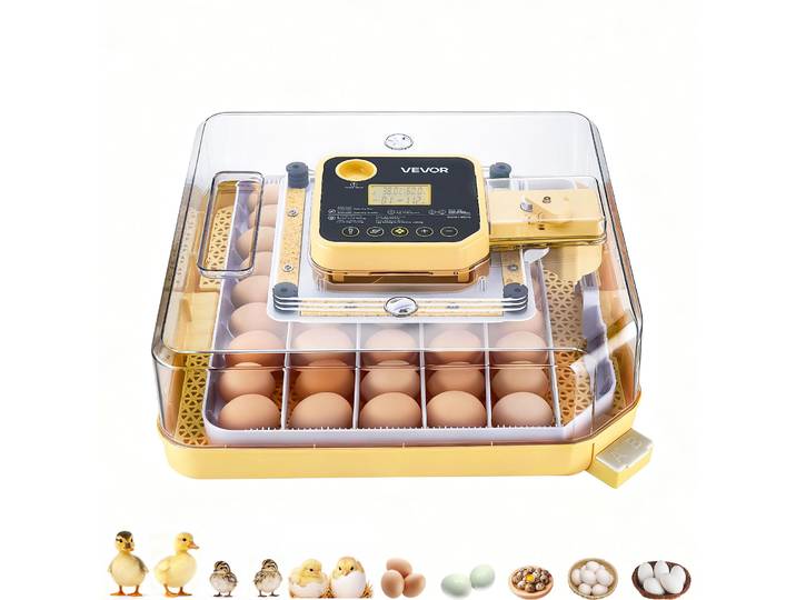 Vevor Couveuse Œuf Automatique 48 Œufs De Poule Incubateur Œuf Pour Eclosion Œufs De Volaille Poussins Canetons Oies Cailles\, Avec Mire Led Controle Temperature Et Humidite Fenetre Transparente 360°
