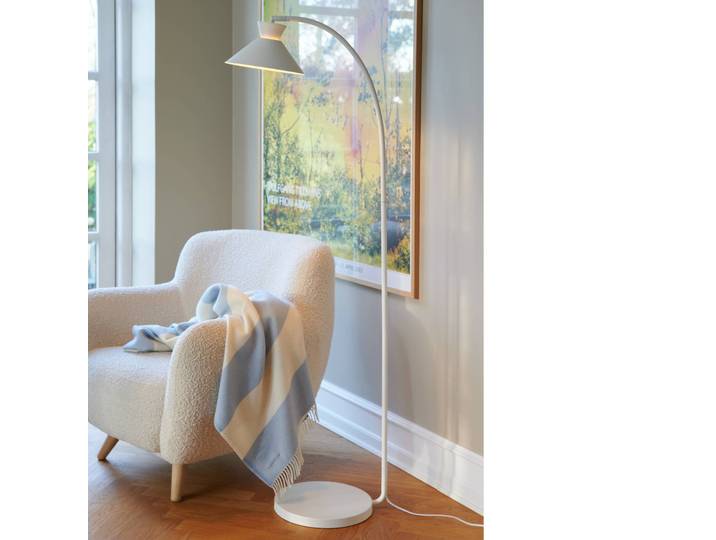 Nordlux Bogenlampe Dial, weiß / opal, für Wohn- / Esszimmer, Metall, Skandinavisch, Stehleuchte