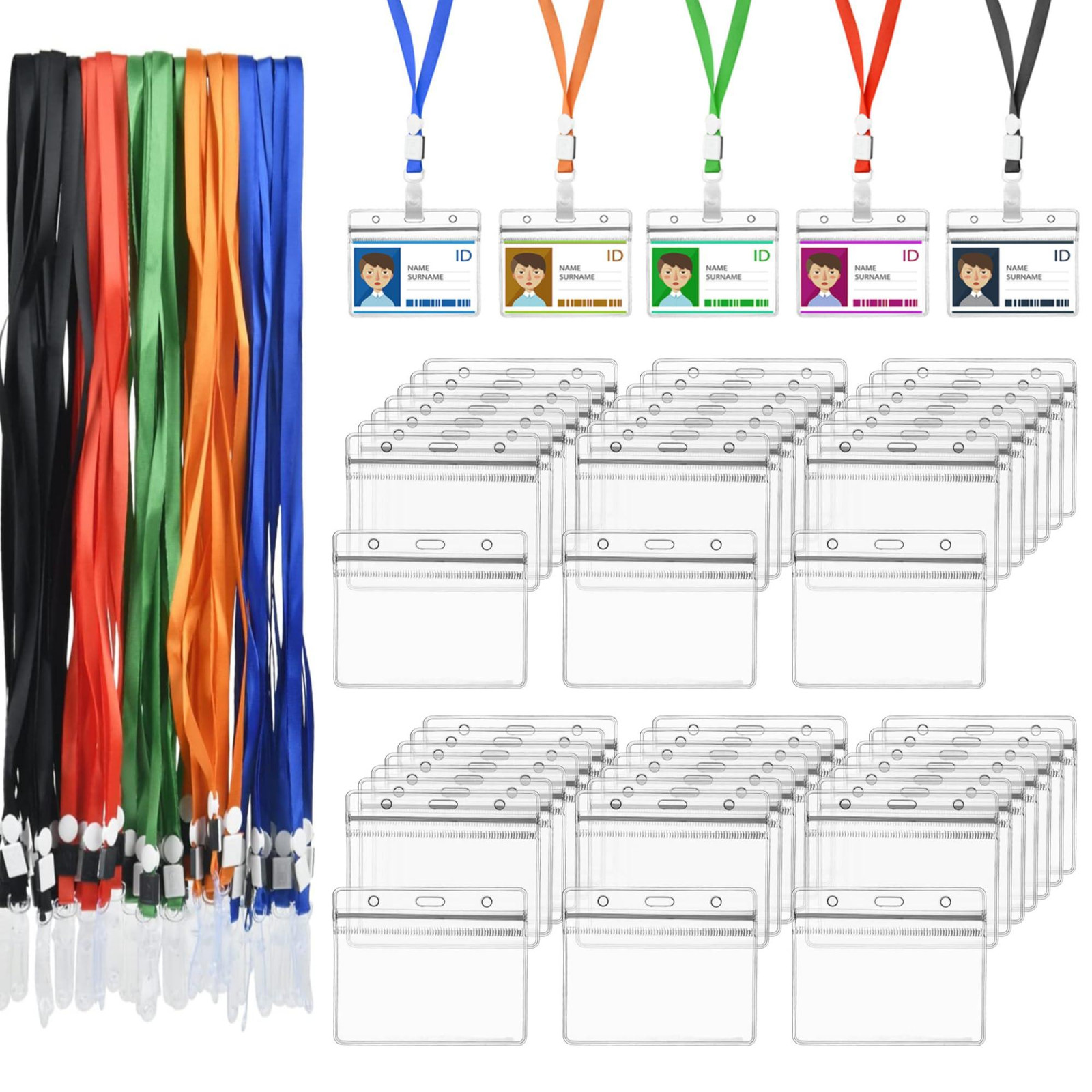 Selius Set van 10 Kaarthouders en Lanyards