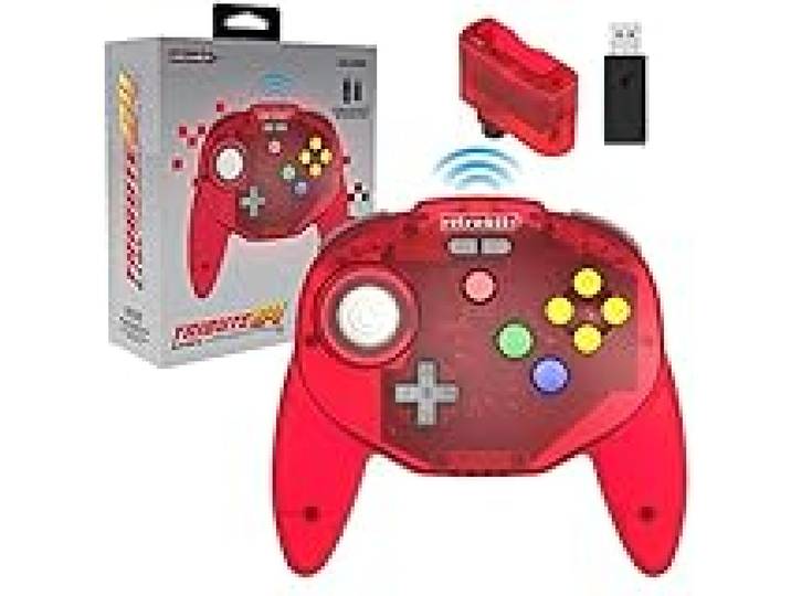 Retro-Bit Tribute64 2.4Ghz Wireless Controller For N64, Switch, PC, Mac and Other USB Devices - Clear Red (Nintendo Switch//)
