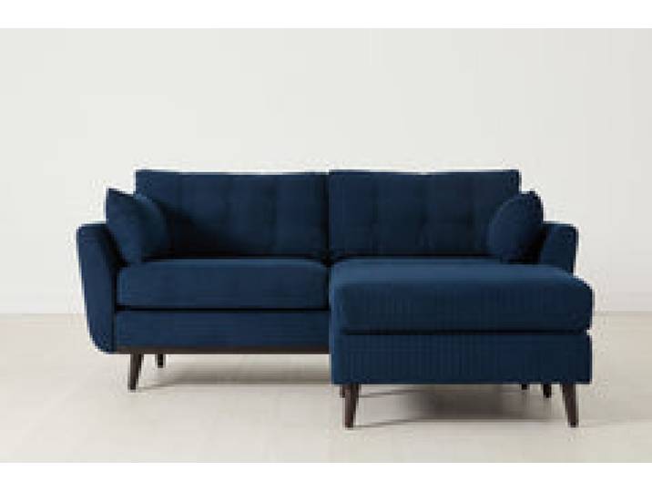 Model 10 Zweisitzer Sofa mit Hocker, Atlantikblau