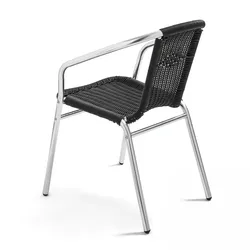 Oviala Business Set aus 4 Gartensesseln aus Aluminium und schwarzem Harz