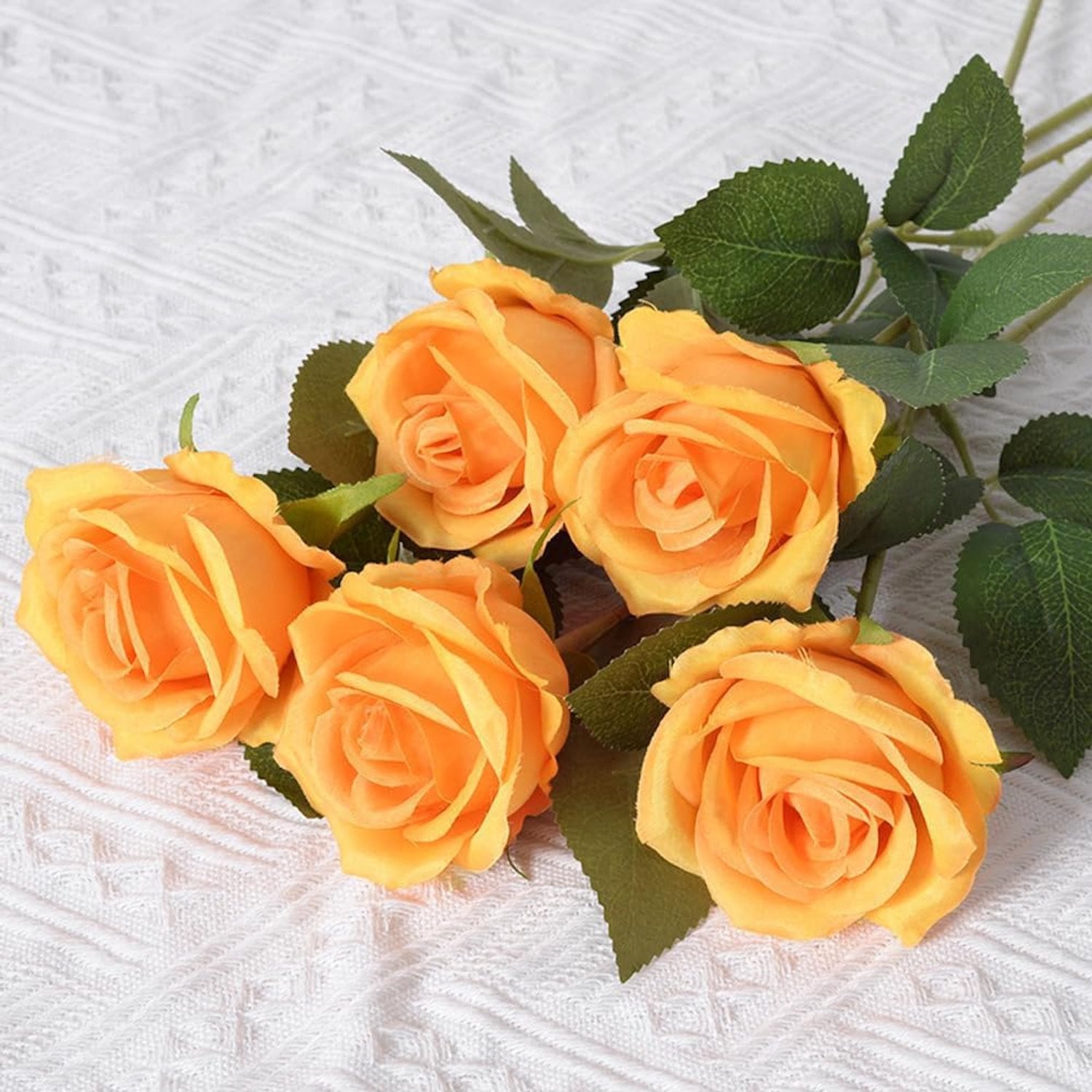 Homevero Kunstrozen 10 stuks - Oranje - Voor bruiloft en feestdecoratie
