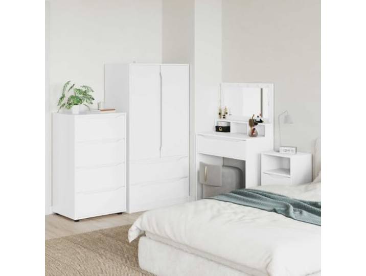 KGHFDVB Stauraumschrank 60x48x105 cm Weiß Holzwerkstoff Kugellager-Schubladen, Höhenverstellbar, Robuste Kunststofffüße, Pflegeleicht