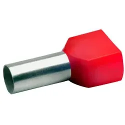 Zwillingsaderendhülsen isoliert, 2 x 10mm2 / 14mm, rot, 100 Stück