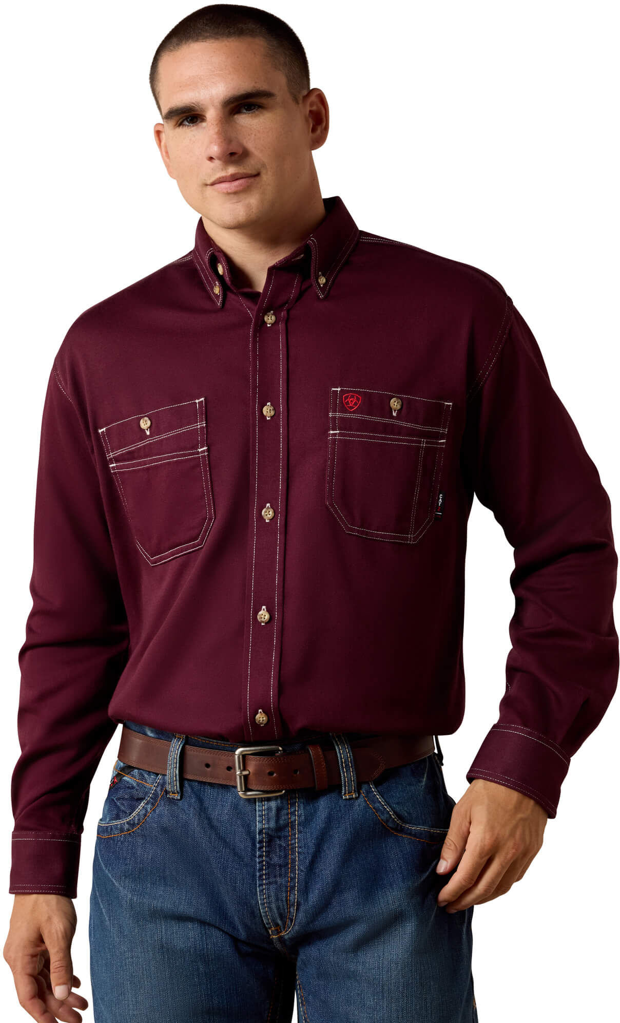 Men's Flame-Resistant Vented Work Shirt in Malbec, Size: 4XL by Ariat