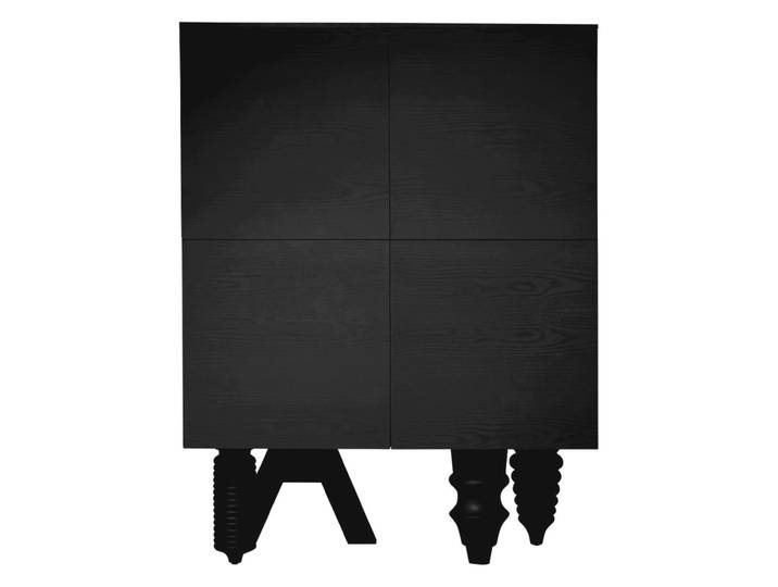 BD BARCELONA DESIGN meuble de rangement MULTILEG CABINET 100X130 (Noir - MDF laqué, aulne massif)