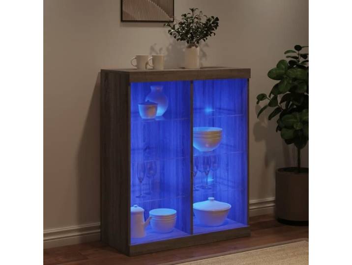 Buffet - MOTHINESSTO - xY6386 - Sonoma gris - Bois d'ingénierie - LED RGB