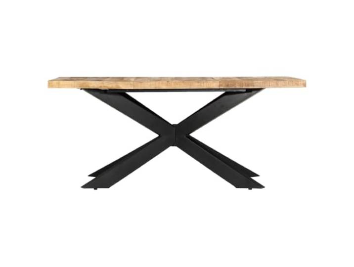 GPUTYGHN Esstisch 180 x 90 x 76 cm Raues Mango-Massivholz Massivholz,Stahlrahmen,industrieller Stil,rustikaler Charme,leicht zu montieren,Esszimmer,Küche