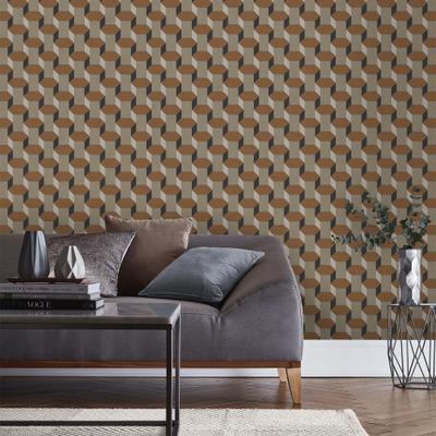Vliestapete SUBLIME "VINTAGE GEOMETRIC", braun, B:0,52m L:10m, Vlies, Tapeten, Design Tapeten