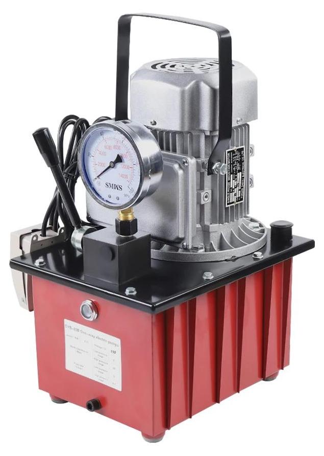 Hydraulikpumpe - Elektrisch einfachwirkend 750 W - Handventil - Fußpedal - Für Heben, Pressen, Biegen - Rot