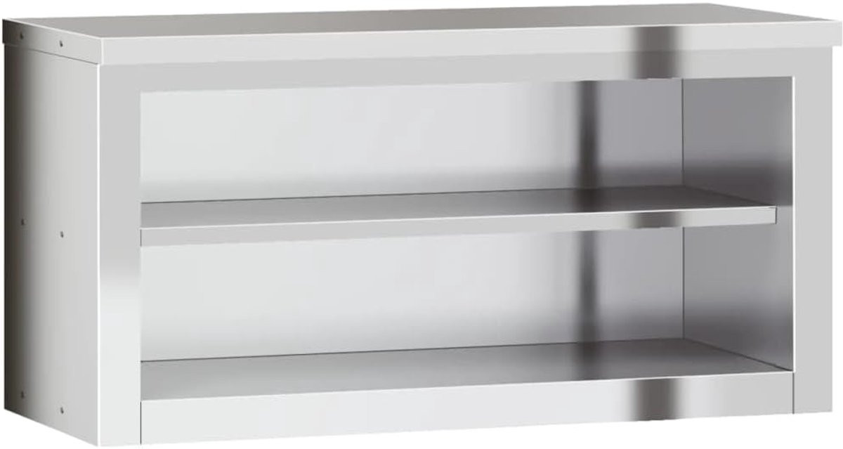 Rvs Keuken Wandkast met Plank - Zwevende Opbergkast voor de Keuken