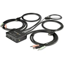 StarTech .com 2-Port HDMI KVM Switch with Built-In Cables, KVM Switch, Schwarz