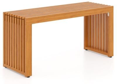 Costway 36 Inch Patio Bench All-Slat Acacia Wood Loveseat