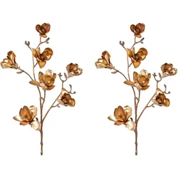 CREATIV green künstliche Pflanze Magnolie, 104 cm, altgold, 2er Set